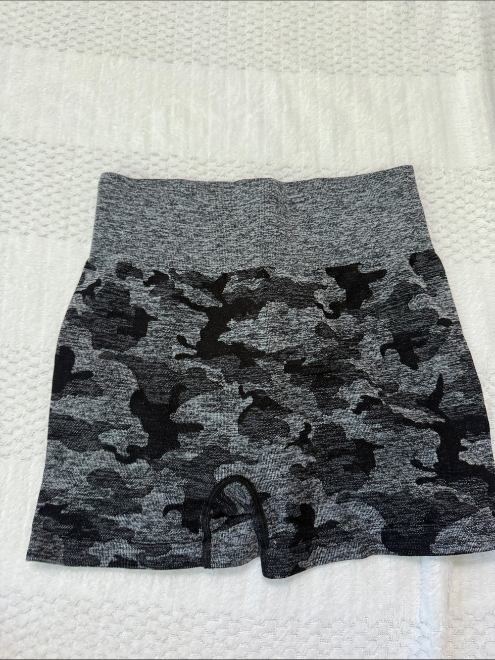 SHEIN Gray Camo High-Waist Bike Shorts